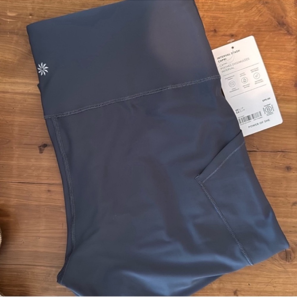 NWT! Athleta Interval High Rise Capri LP Granite Grey running yoga tights - Picture 10 of 14